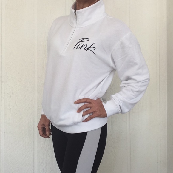 PINK Victoria's Secret Tops - PINK VICTORIAS SECRET WHITE SWEATSHIRT SIZE MEDIUM